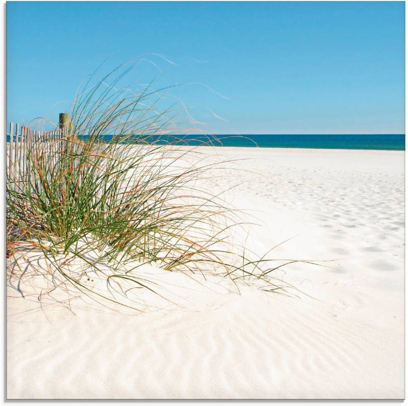 Artland Glasbild Schöne Sanddüne mit Gräsern und Zaun, Strand (1 St), in verschiedenen Größen von Artland