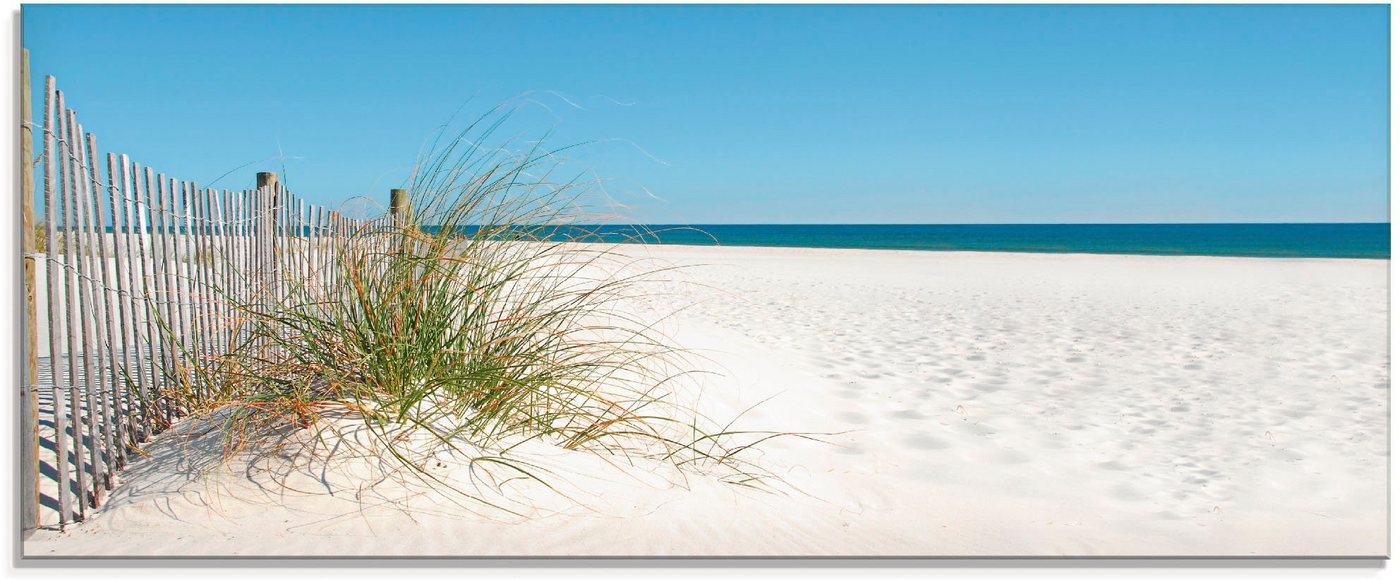 Artland Glasbild Schöne Sanddüne mit Gräsern und Zaun, Strand (1 St), in verschiedenen Größen von Artland