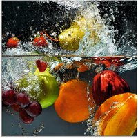 Artland Glasbild "Spritzendes Obst auf dem Wasser", Lebensmittel, (1 St.), in verschiedenen Größen von Artland