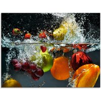 Artland Glasbild "Spritzendes Obst auf dem Wasser", Lebensmittel, (1 St.) von Artland