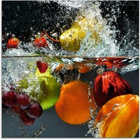 Artland Glasbild "Spritzendes Obst auf dem Wasser", Lebensmittel, (1 St.) von Artland