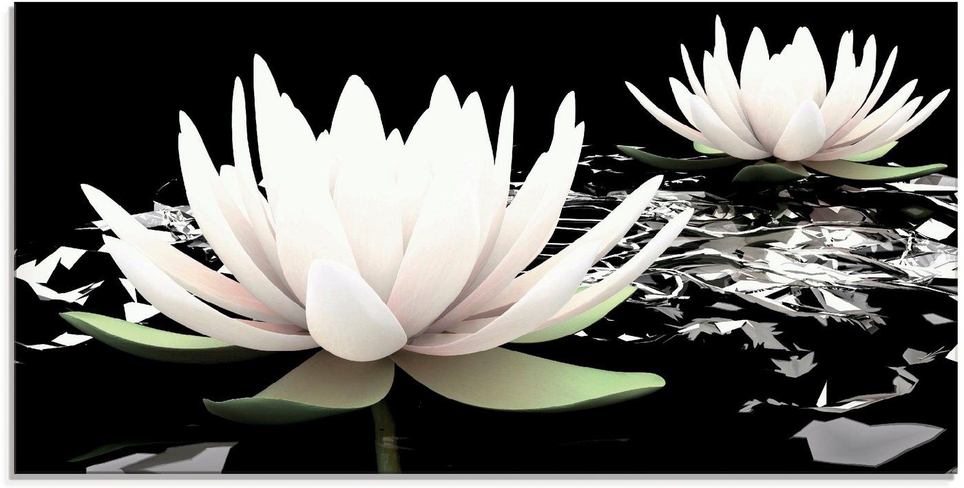 Artland Glasbild Zwei Lotusblumen auf dem Wasser, Blumen (1 St), in verschiedenen Größen von Artland