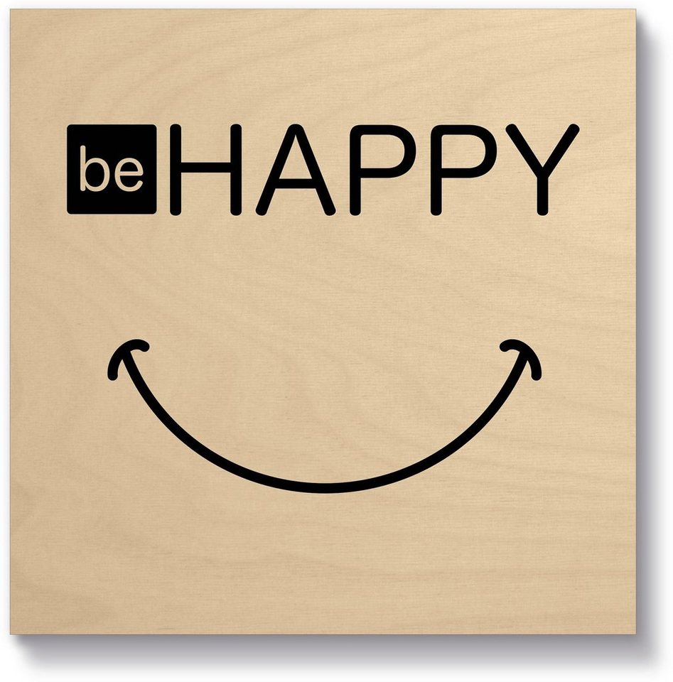 Artland Holzbild Be happy - Sei glücklich, Sprüche & Texte (1 St) von Artland