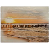 Artland Holzbild "Schöner Sonnenuntergang am Strand", Strandbilder, (1 St.) von Artland