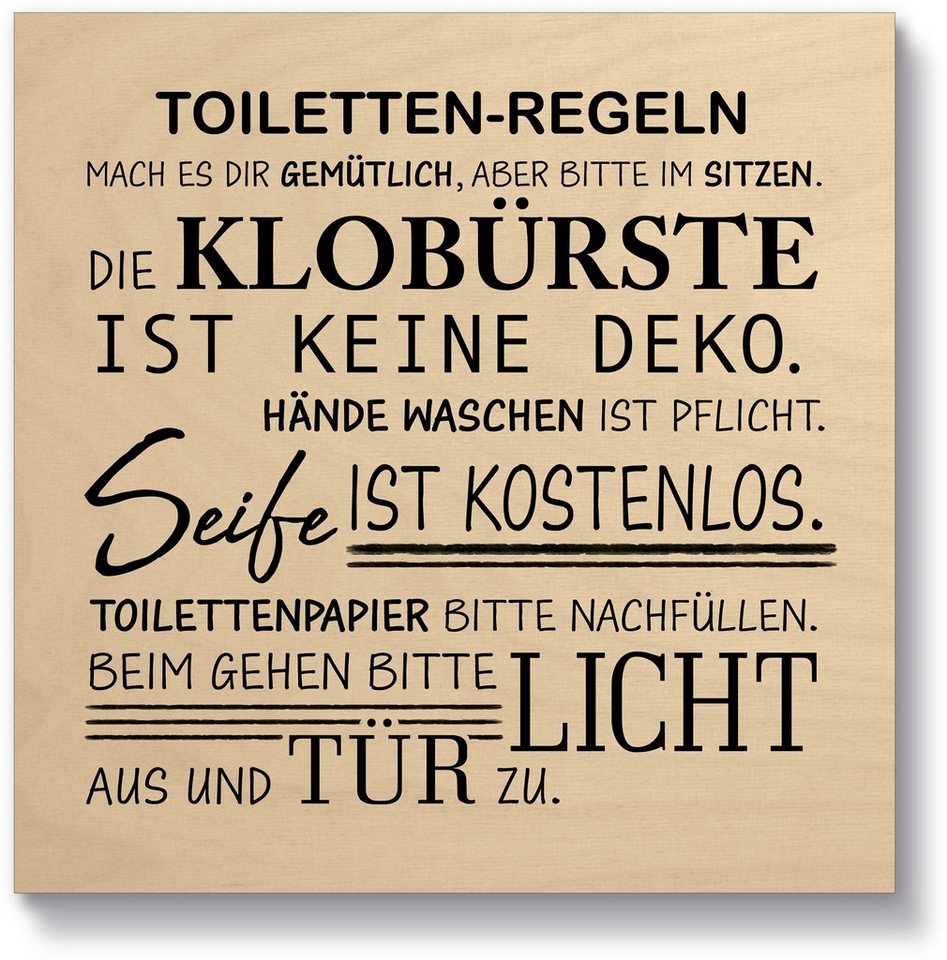 Artland Holzbild Toilettenregeln, Sprüche & Texte (1 St) von Artland