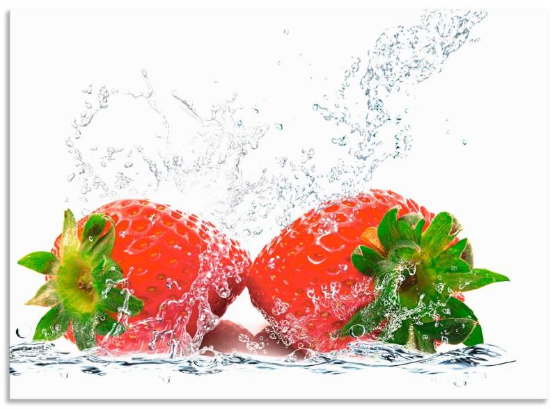 Artland Küchenrückwand Erdbeeren mit Spritzwasser, (1-tlg), Alu Spritzschutz mit Klebeband, einfache Montage von Artland