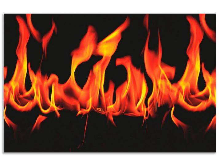 Artland Küchenrückwand Feuer 2 - Flammen, (1-tlg), Alu Spritzschutz mit Klebeband, einfache Montage, schwarz von Artland