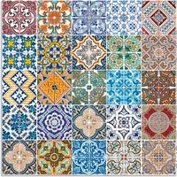 Artland Küchenrückwand "Gemusterte Keramikfliesen" Alu Spritzschutz mit Klebeband, einfache Montage von Artland