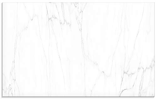 ARTLAND Küchenrückwand Glas mit Motiv Spritzschutz 80x50 cm Steinoptik Marmor Stein Modern Hochglanz Weiß U1RF von ARTLAND