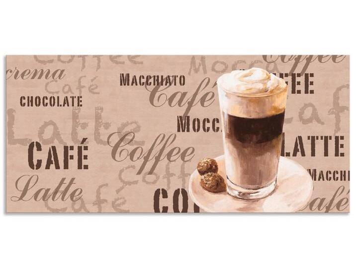 Artland Küchenrückwand Kaffee - Latte Macchiato, (1-tlg), Alu Spritzschutz mit Klebeband, einfache Montage, beige von Artland