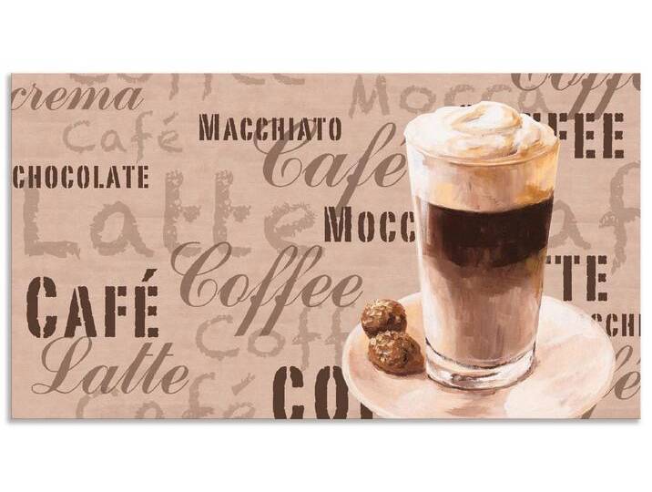 Artland Küchenrückwand Kaffee - Latte Macchiato, (1-tlg), Alu Spritzschutz mit Klebeband, einfache Montage, beige von Artland
