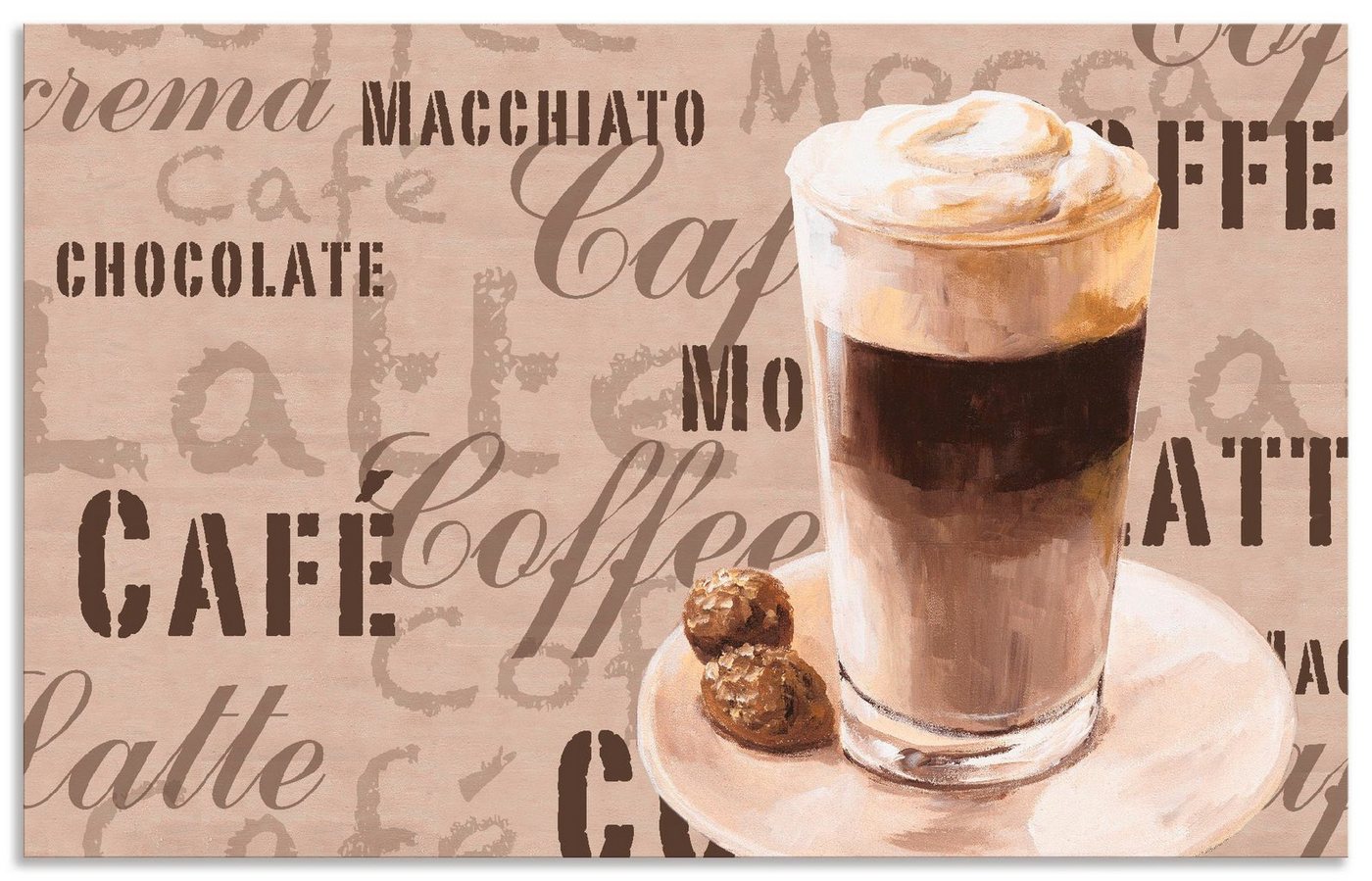 Artland Küchenrückwand Kaffee - Latte Macchiato, (1-tlg), Alu Spritzschutz mit Klebeband, einfache Montage von Artland