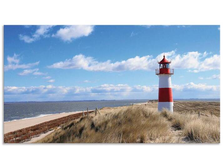 Artland Küchenrückwand Leuchtturm Sylt, (1-tlg), Alu Spritzschutz mit Klebeband, einfache Montage, blau von Artland