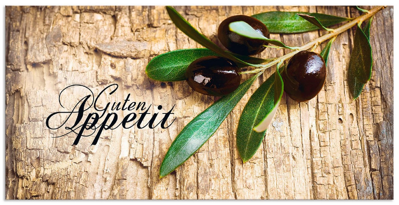 Artland Küchenrückwand Oliven Guten Appetit, (1-tlg), Alu Spritzschutz mit Klebeband, einfache Montage von Artland