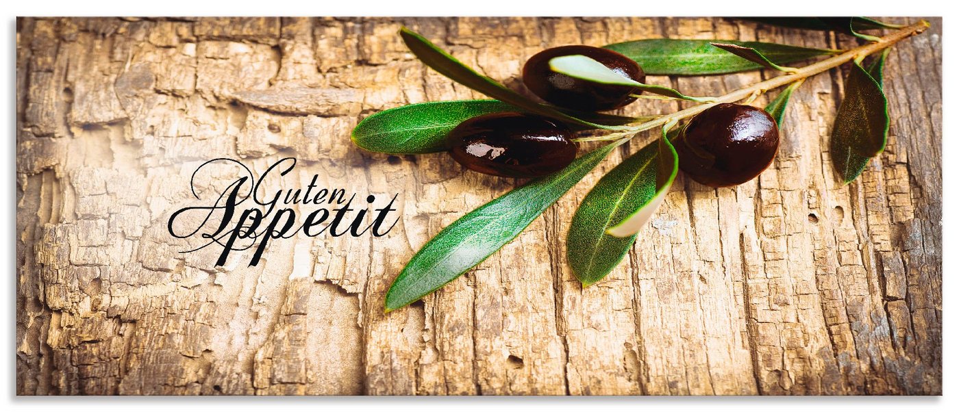 Artland Küchenrückwand Oliven Guten Appetit, (1-tlg), Alu Spritzschutz mit Klebeband, einfache Montage von Artland