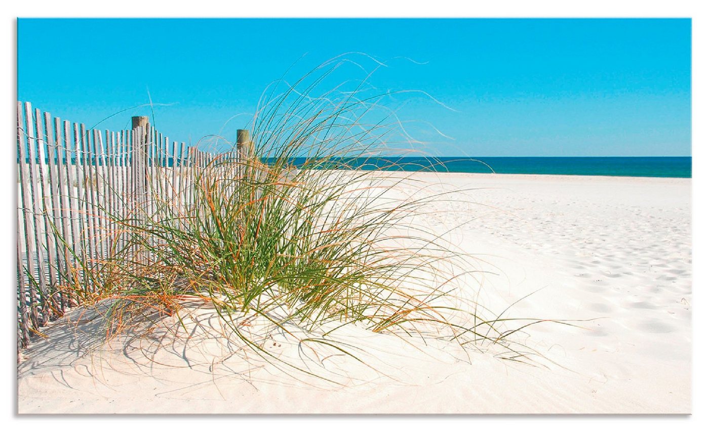 Artland Küchenrückwand Schöne Sanddüne mit Gräsern und Zaun, (1-tlg), Alu Spritzschutz mit Klebeband, einfache Montage von Artland