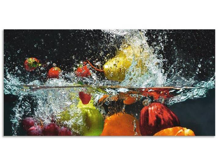 Artland Küchenrückwand Spritzendes Obst auf dem Wasser, (1-tlg), Alu Spritzschutz mit Klebeband, einfache Montage, bunt von Artland