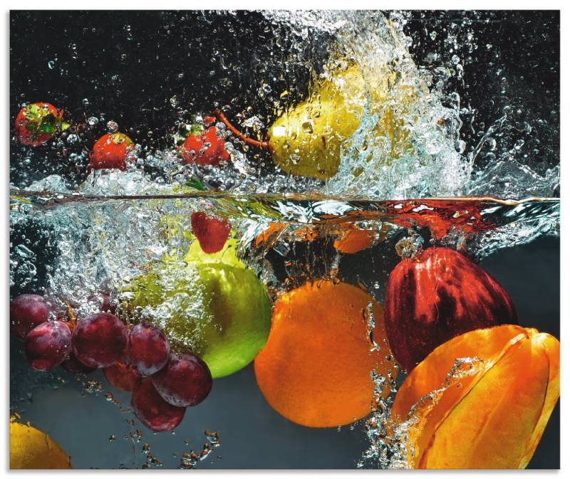 Artland Küchenrückwand Spritzendes Obst auf dem Wasser, (1-tlg), Alu Spritzschutz mit Klebeband, einfache Montage von Artland