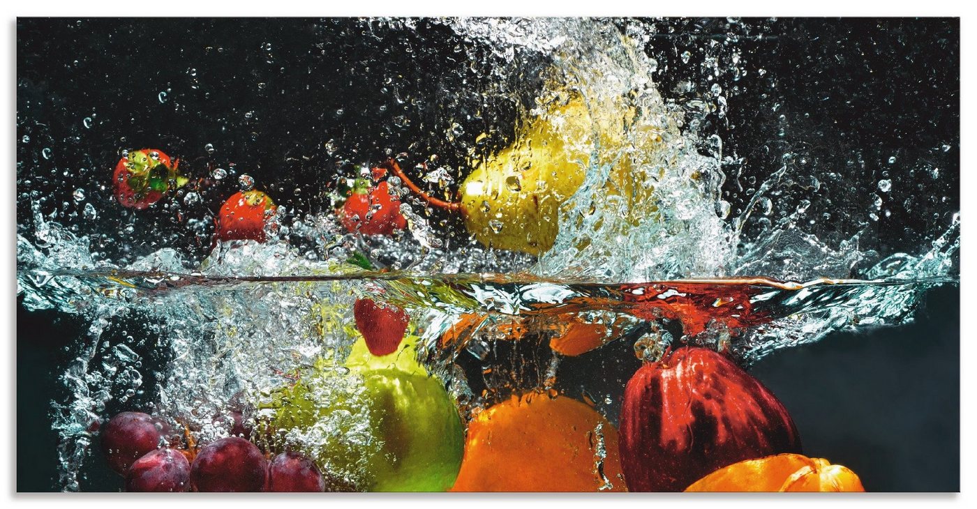 Artland Küchenrückwand Spritzendes Obst auf dem Wasser, (1-tlg), Alu Spritzschutz mit Klebeband, einfache Montage von Artland