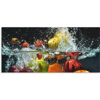 Artland Küchenrückwand "Spritzendes Obst auf dem Wasser", (1 tlg.), Alu Spritzschutz mit Klebeband, einfache Montage von Artland