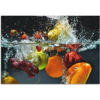 Artland Küchenrückwand "Spritzendes Obst auf dem Wasser", (1 tlg.), Alu Spritzschutz mit Klebeband, einfache Montage von Artland