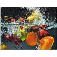 Artland Küchenrückwand "Spritzendes Obst auf dem Wasser", (1 tlg.), Alu Spritzschutz mit Klebeband, einfache Montage von Artland