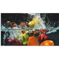 Artland Küchenrückwand "Spritzendes Obst auf dem Wasser", (1 tlg.), Alu Spritzschutz mit Klebeband, einfache Montage von Artland