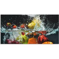 Artland Küchenrückwand "Spritzendes Obst auf dem Wasser", (1 tlg.), Alu Spritzschutz mit Klebeband, einfache Montage von Artland