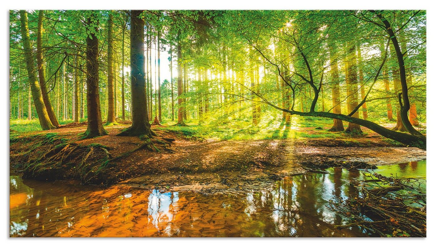 Artland Küchenrückwand Wald mit Bach, (1-tlg), Alu Spritzschutz mit Klebeband, einfache Montage von Artland