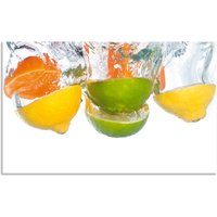 Artland Küchenrückwand "Zitrusfrüchte fallen in klares Wasser", (1 tlg.), Alu Spritzschutz mit Klebeband, einfache Montage von Artland