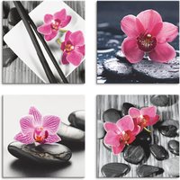 Artland Leinwandbild "Asiatische Komposition Orchidee Zen", Zen, (4 St.) von Artland
