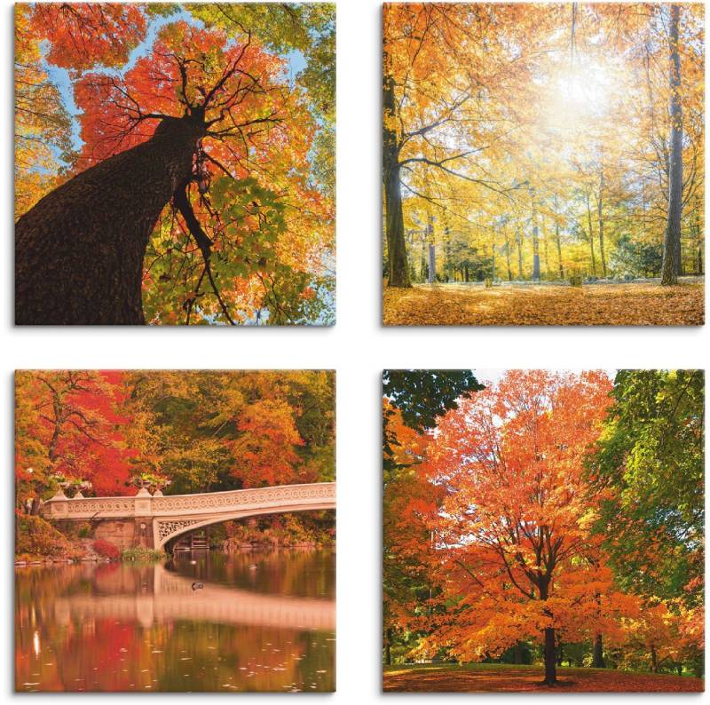 Artland Leinwandbild Herbst Wald Panoramas, Wald (4 St), 4er Set, verschiedene Größen von Artland