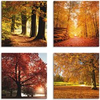 Artland Leinwandbild "Herbstlandschaft", Bäume, (4 St.) von Artland