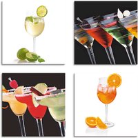 Artland Leinwandbild "Hugo Martinis Margaritas Aperol Spritz", Getränke, (4 St.) von Artland