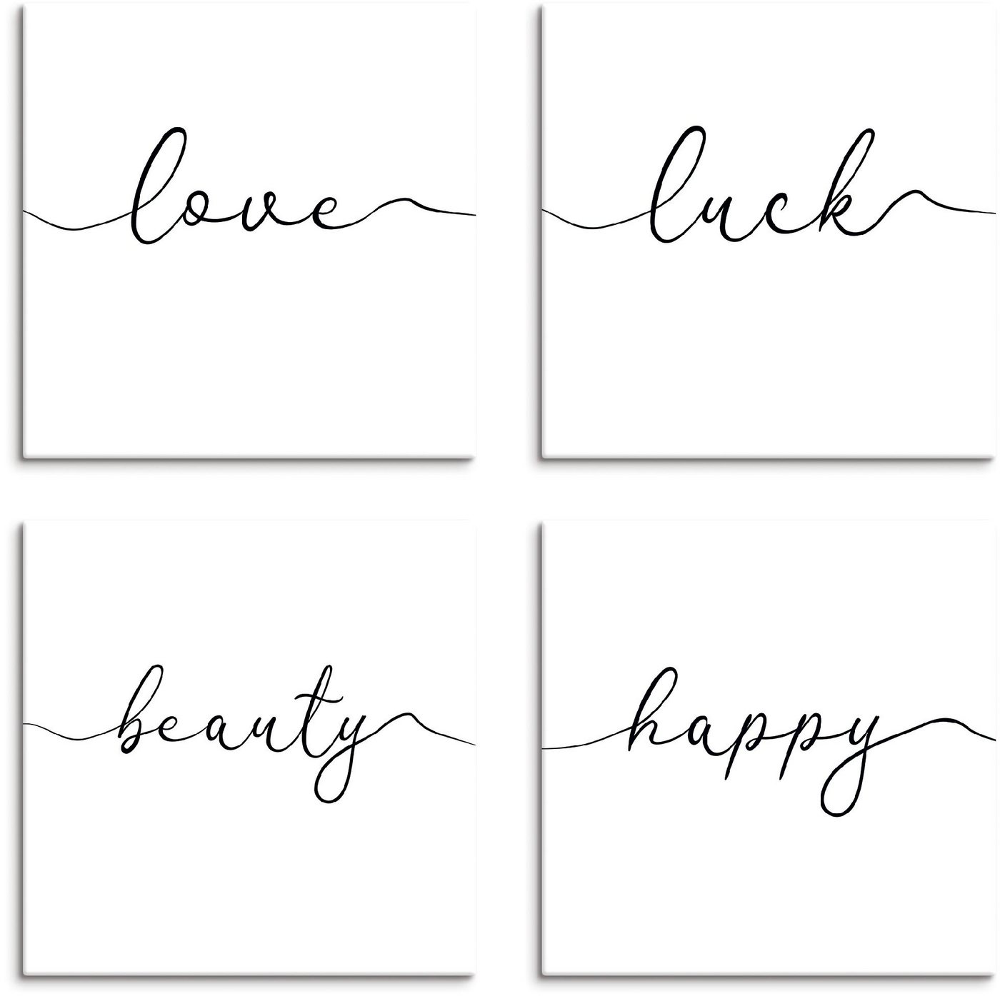 Artland Leinwandbild Liebe Glück Schönheit Frohsinn, Sprüche & Texte (4 St), 4er Set, verschiedene Größen von Artland