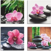 Artland Leinwandbild "Orchidee Zenstein Tropfen Spa Konzept", Zen, (4 St.) von Artland