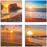 Artland Leinwandbild "Sonnenuntergänge am Strand & Meer", Sonnenaufgang & -untergang, (4 St.) von Artland