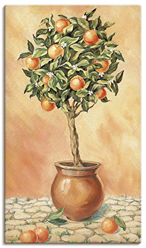 ARTLAND Leinwandbilder auf Holz Wandbild 40x70 cm Hochformat Natur Botanik Pflanze Orange Baum Italien Toskana mediterran T5HX von ARTLAND