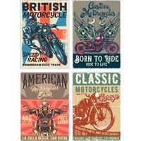 Artland Poster "Born to ride Totenkopf Motorradfahrer", Sprüche & Texte, (4 St.) von Artland