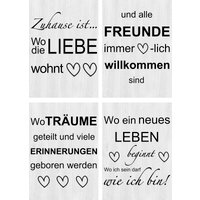 Artland Poster "Wo die Liebe wohnt 1-4", Sprüche & Texte, (4 St.) von Artland