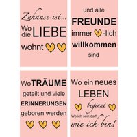 Artland Poster "Wo die Liebe wohnt", Sprüche & Texte, (4 St.) von Artland