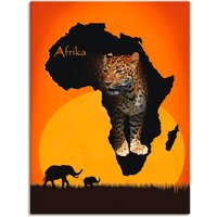 Artland Wandbild "Afrika der schwarze Kontinent", Wildtiere, (1 St.) von Artland