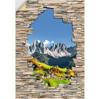 Artland Wandbild "Alpen Berge Santa Maddalena Stein Mauer", Berge & Alpenbilder, (1 St.) von Artland