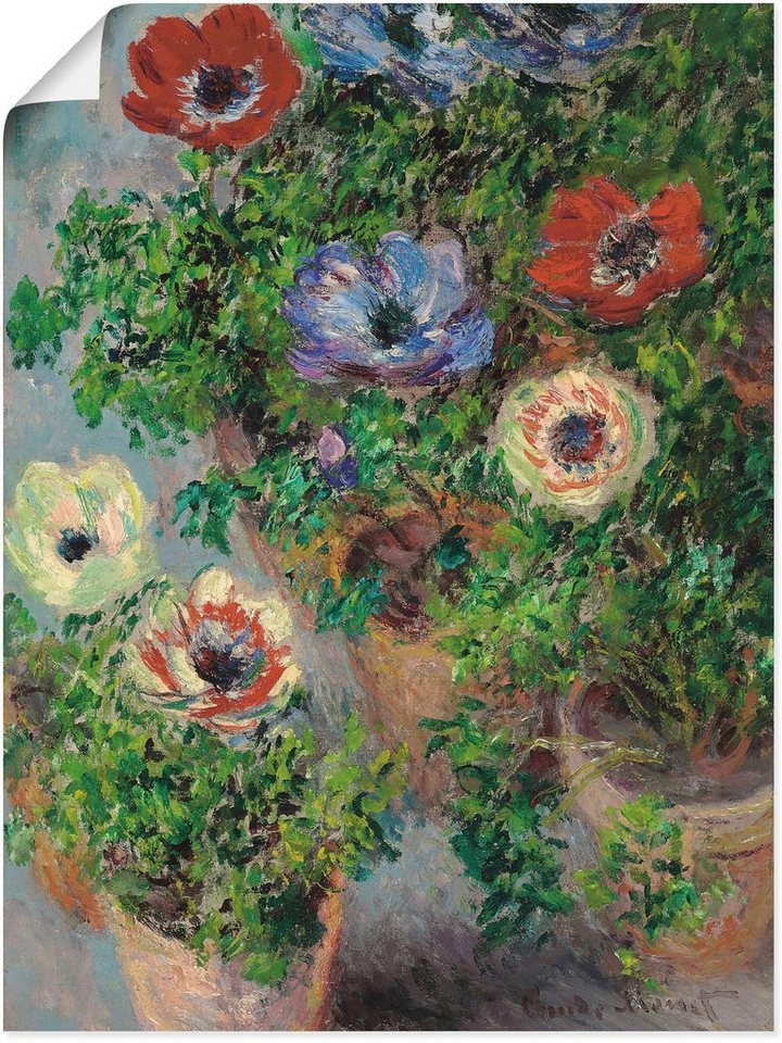 Artland Kunstdruck Anemonen in einer Vase. 1885, Blumen (1 St), als Leinwandbild, Wandaufkleber oder Poster in versch. Größen von Artland