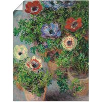 Artland Kunstdruck "Anemonen in einer Vase. 1885", Blumen, (1 St.), als Leinwandbild, Wandaufkleber oder Poster in versch. Größen von Artland
