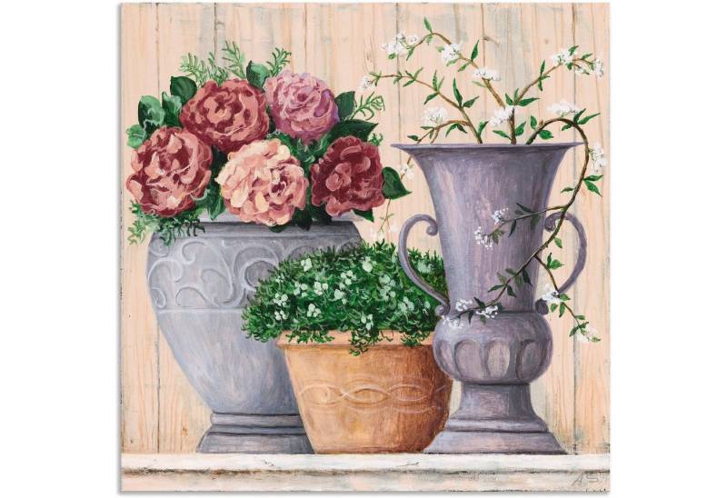 Artland Wandbild Antike Blumen_hell, Vasen & Töpfe (1 St), als Alubild, Outdoorbild, Leinwandbild, Poster, Wandaufkleber von Artland