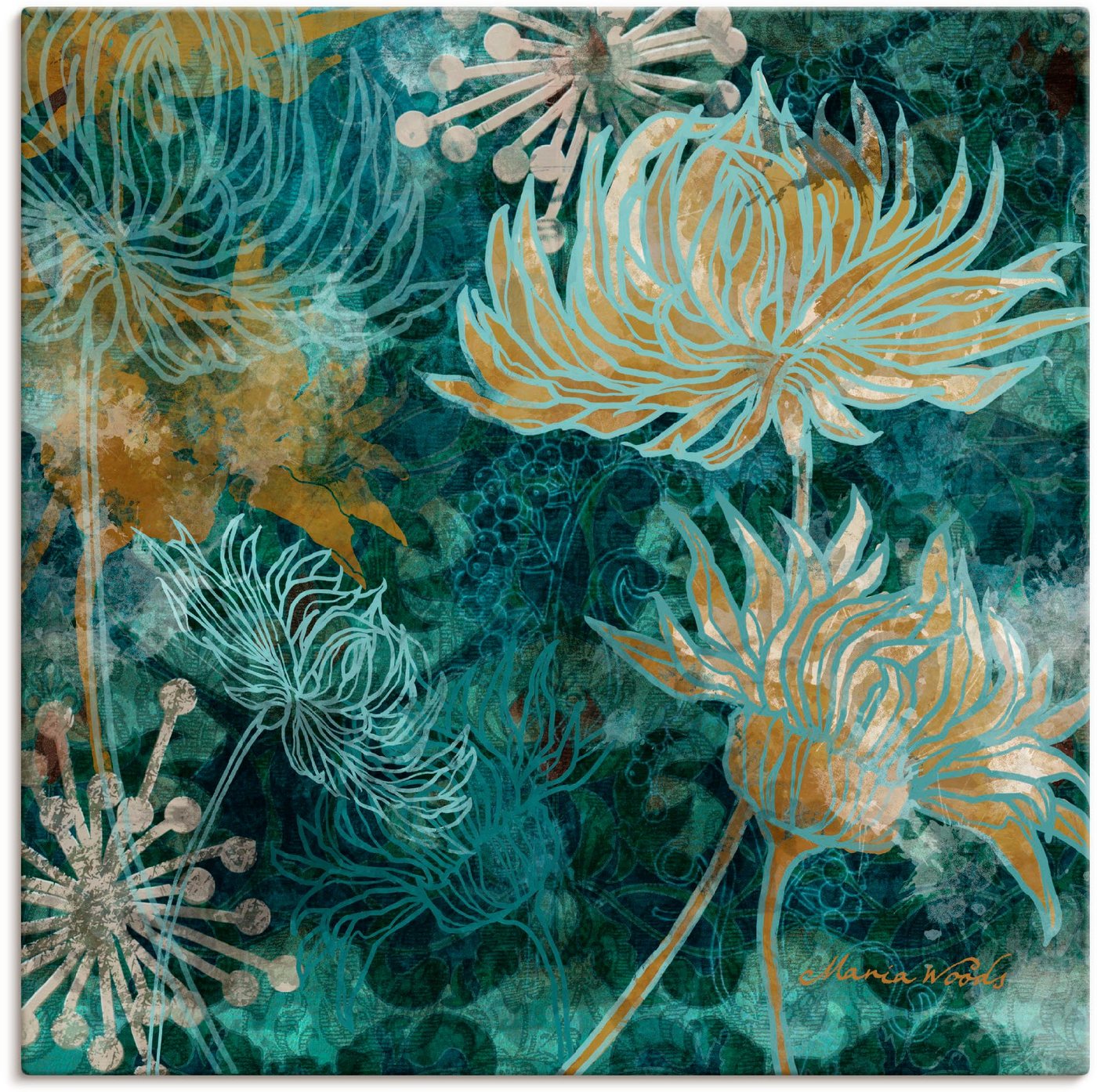 Artland Wandbild Blaue Chrysanthemen I, Blumen (1 St), als Alubild, Outdoorbild, Leinwandbild, Poster, Wandaufkleber von Artland