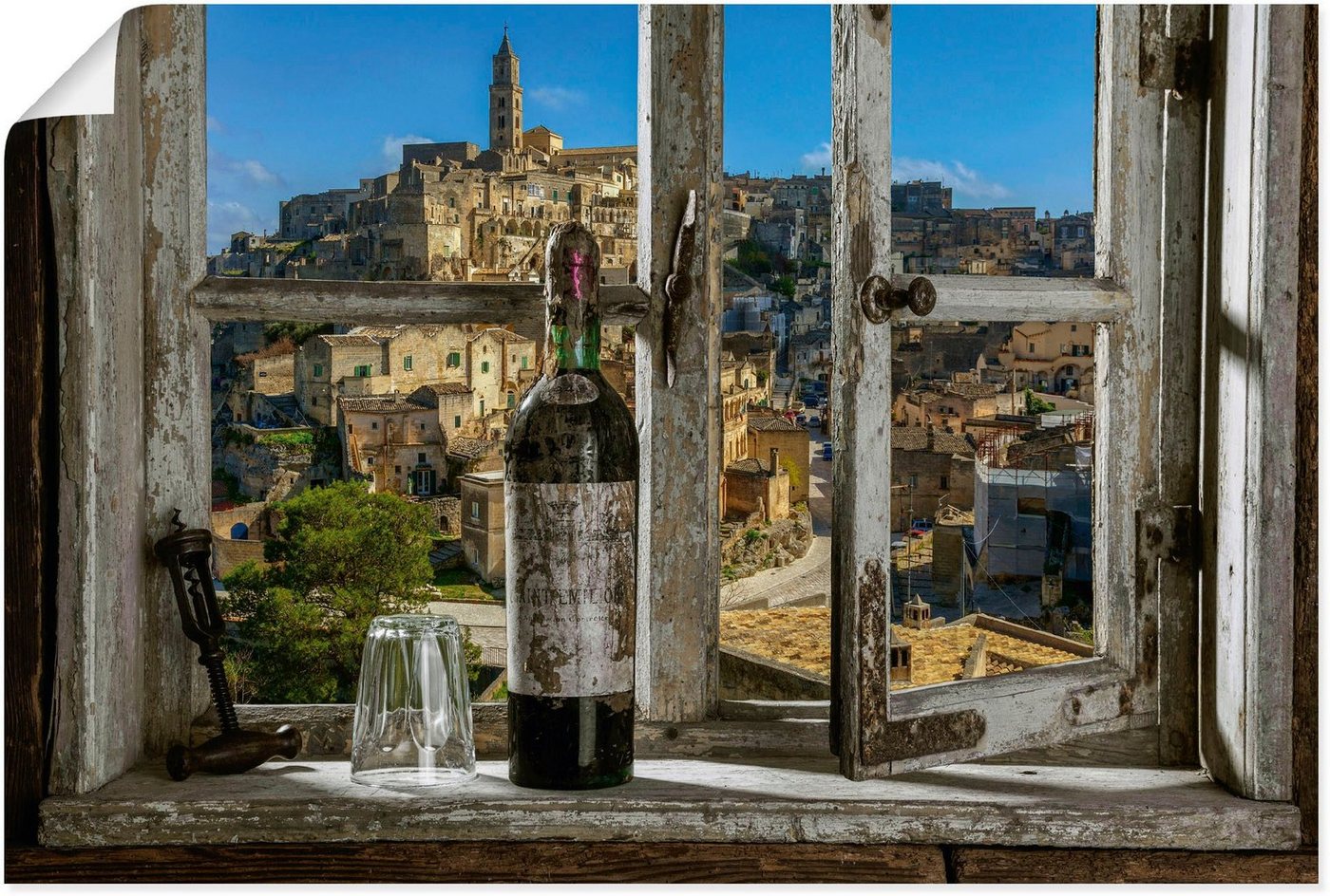 Artland Wandbild Blick aus dem Fenster Matera, Italien, Fenster & Türen (1 St), als Alubild, Outdoorbild, Leinwandbild, Poster, Wandaufkleber von Artland