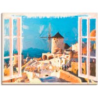 Artland Leinwandbild "Blick durch das Fenster auf Santorin", Fensterblick, (1 St.) von Artland