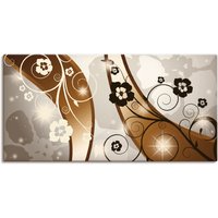 Artland Wandbild "Braune Wirbel mit Blumen", Muster, (1 St.), als Leinwandbild, Poster in verschied. Größen von Artland